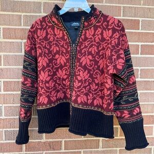 Icelandic Design Full Zip Wool Blend Sweater Jacket Size Small